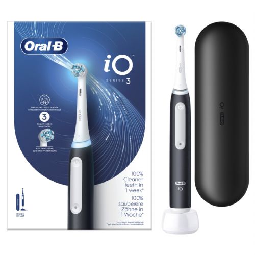 Električna zobna ščetka Oral-B iO3 s potovalnim etuijem, črna