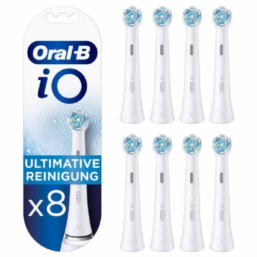 Nastavek za električno zobno ščetko Oral-B iO Ultimate Clean 8 kosov, bela, iO magnetna tehnologija, spiralne ščetine, globinsko čiščenje
