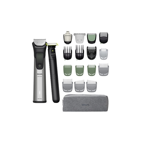 Moški urejevalnik Philips MG9557/15 + OneBlade Face, 24 nastavkov, samoostrilna kovinska rezila, 180 min brezžične uporabe