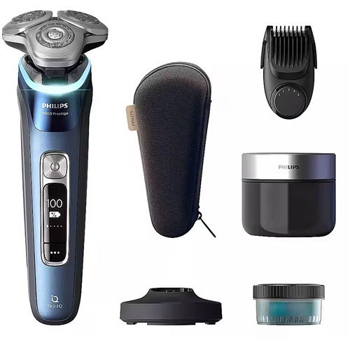 Moški brivnik Philips XP9201/33 i9000 Prestige, Wet &amp; Dry, SkinIQ, 60 min avtonomije, siva-modra